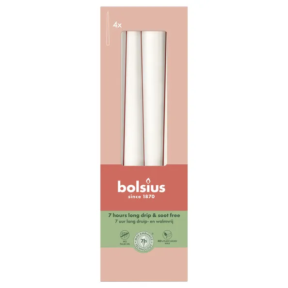 Bolsius Gotische Kaarsen Cloudy White Ø24/245 mm 7 uur (8x 4 stuks)
