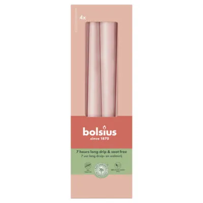 Bolsius Gotische Kaarsen Misty Pink Ø24/245 mm 7 uur (8x 4 stuks)