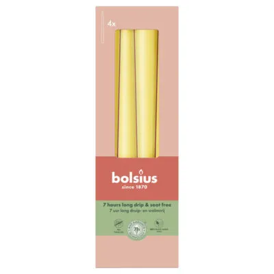 Bolsius Gotische Kaarsen Sunny Yellow Ø24/245 mm 7 uur (8x 4 stuks)