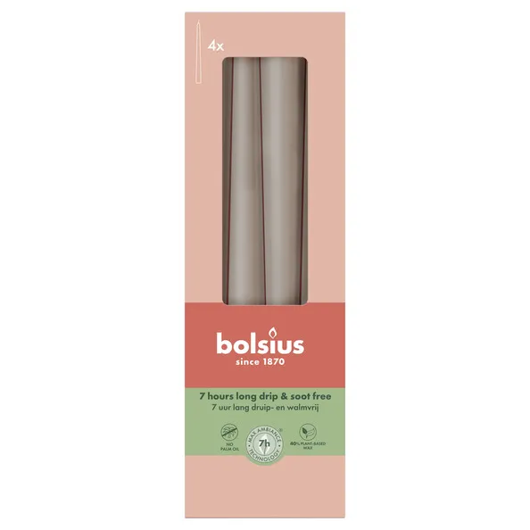 Bolsius Gotische Kaarsen Light Taupe Ø24/245 mm 7 uur (8x 4 stuks)
