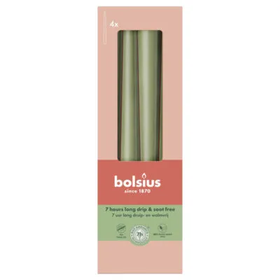Bolsius Gotische Kaarsen Fresh Olive Ø24/245 mm 7 uur (8x 4 stuks)