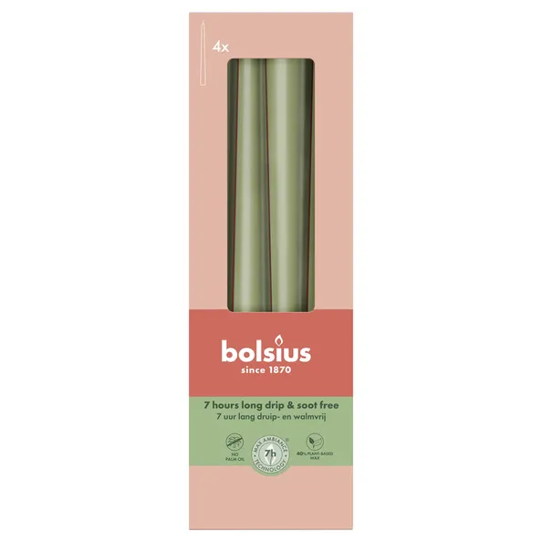 Bolsius Gotische Kaarsen Fresh Olive Ø24/245 mm 7 uur (8x 4 stuks)