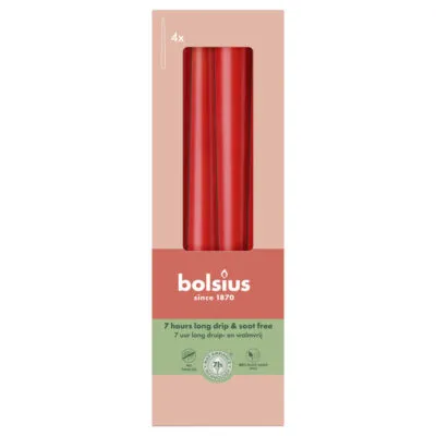 Bolsius Gotische Kaarsen Delicate Red Ø24/245 mm 7 uur (8x 4 stuks)