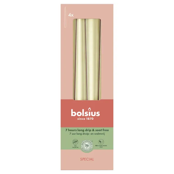 Bolsius Gotische Kaarsen Metallic W Silver Ø24/245 mm 7 uur (8x 4 stuks)