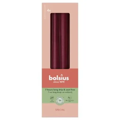 Bolsius Gotische Kaarsen Metallic Red Ø24/245 mm 7 uur (8x 4 stuks)