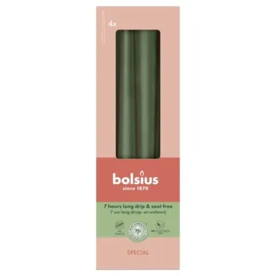 Bolsius Gotische Kaarsen Metallic Green Ø24/245 mm 7 uur (8x 4 stuks)