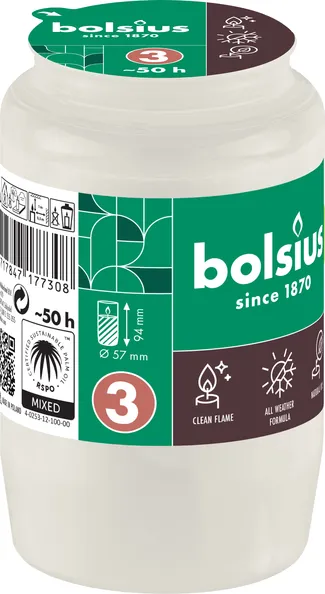 Bolsius Compolight Nr 3 Wit Ø57×95 mm 50 uur (20 stuks)