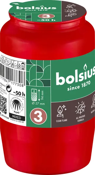 Bolsius Compolight Nr 3 Rood Ø57×95 mm 50 uur (20 stuks)