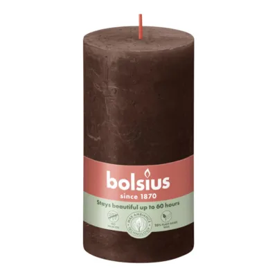 Bolsius Rustiek Stompkaars Chocolate Brown Ø68x130 mm 60 uur (4 stuks)