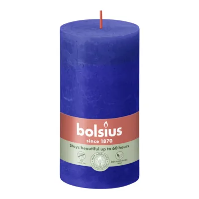 Bolsius Rustiek Stompkaars Majorelle Blue Ø68×130 mm 60 uur (4 stuks)