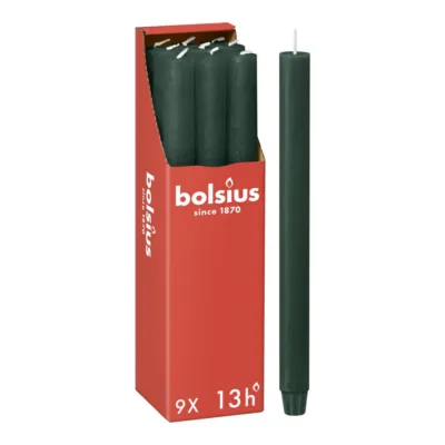 Bolsius Rustiek Tafelkaars Pine Green Ø23x270 mm 13 uur (9 stuks)