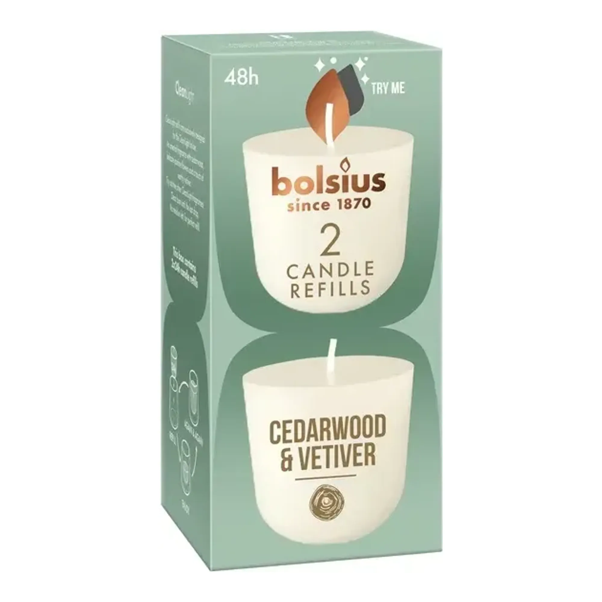Bolsius CleanLight 2-Pack Cedarwood & Vetiver Ø57x116 mm (6x 2 stuks)