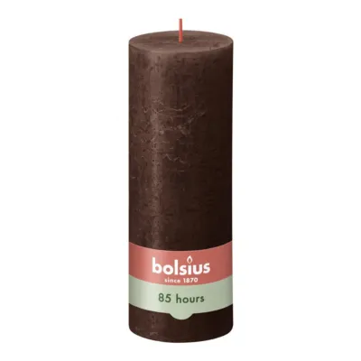 Bolsius Rustiek Stompkaars Chocolate Brown Ø68x190 mm 85 uur (4 stuks)