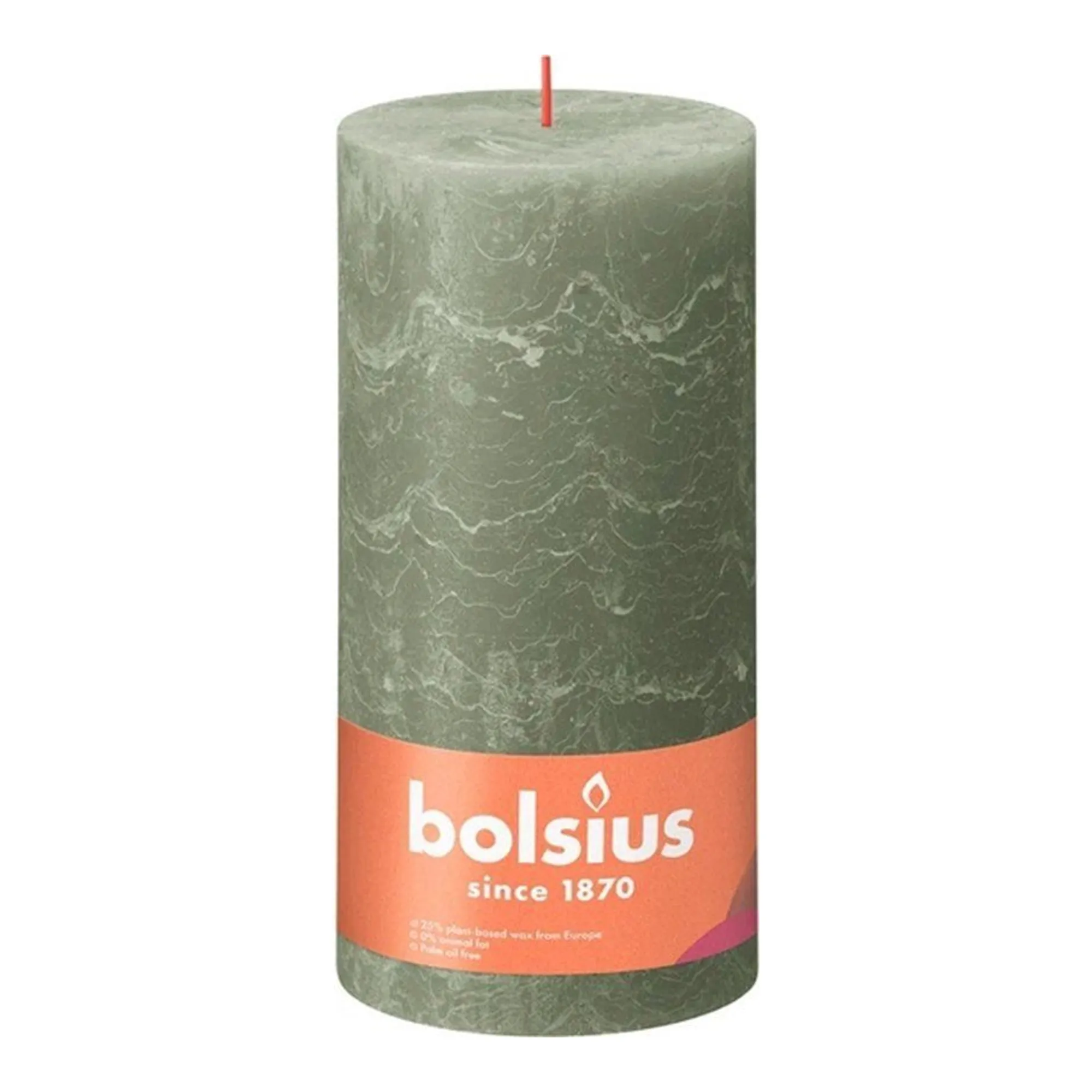 Bolsius Rustiek Stompkaars Fresh Olive Ø100x200 mm 125 uur (4 stuks)