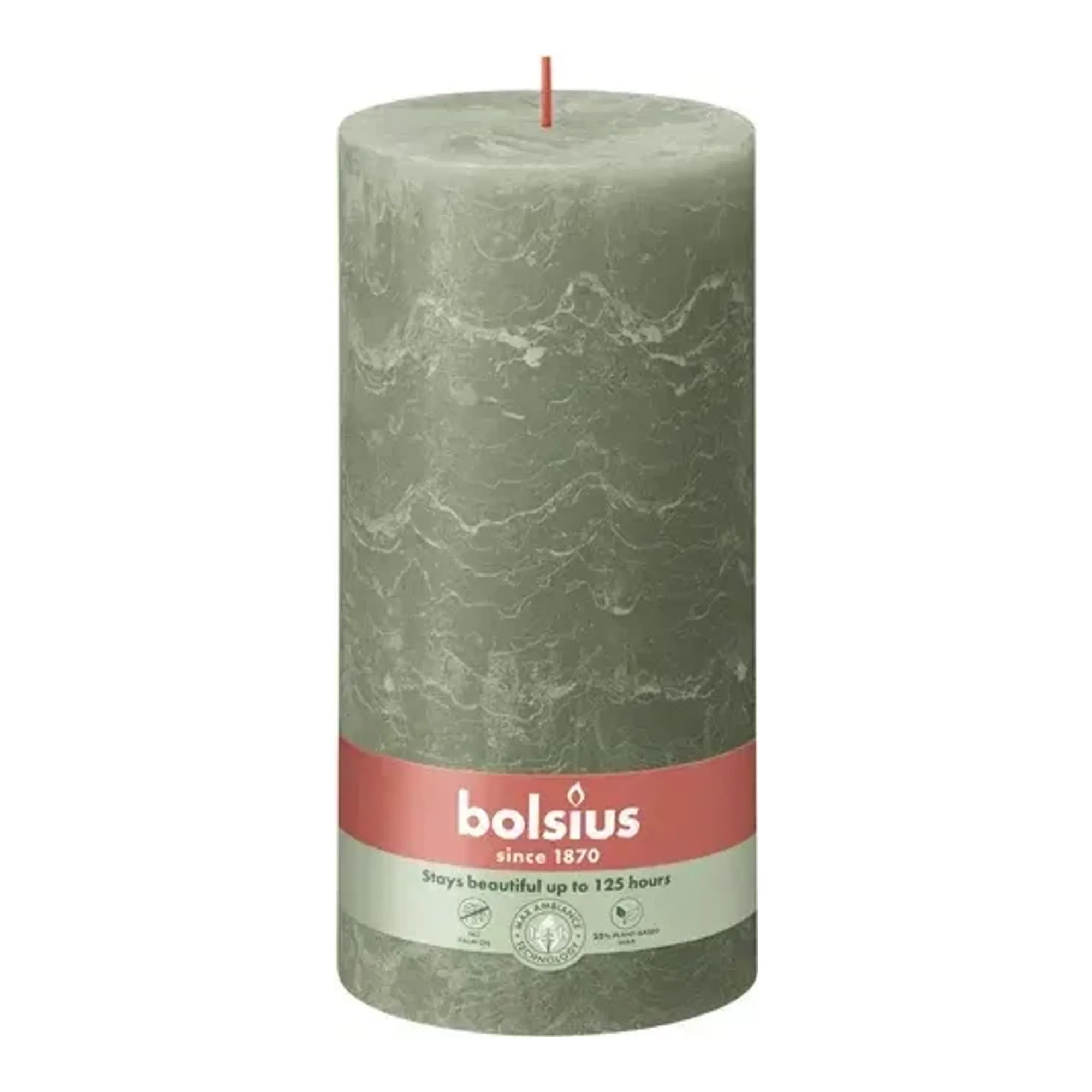 Bolsius Rustiek Stompkaars Fresh Olive Ø100x200 mm 125 uur (4 stuks)