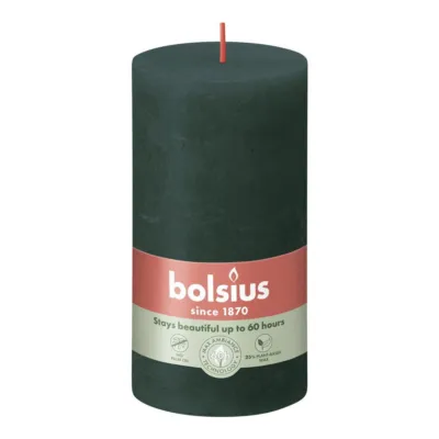 Bolsius Rustiek Stompkaars Pine Green Ø68x130 mm 60 uur (4 stuks)