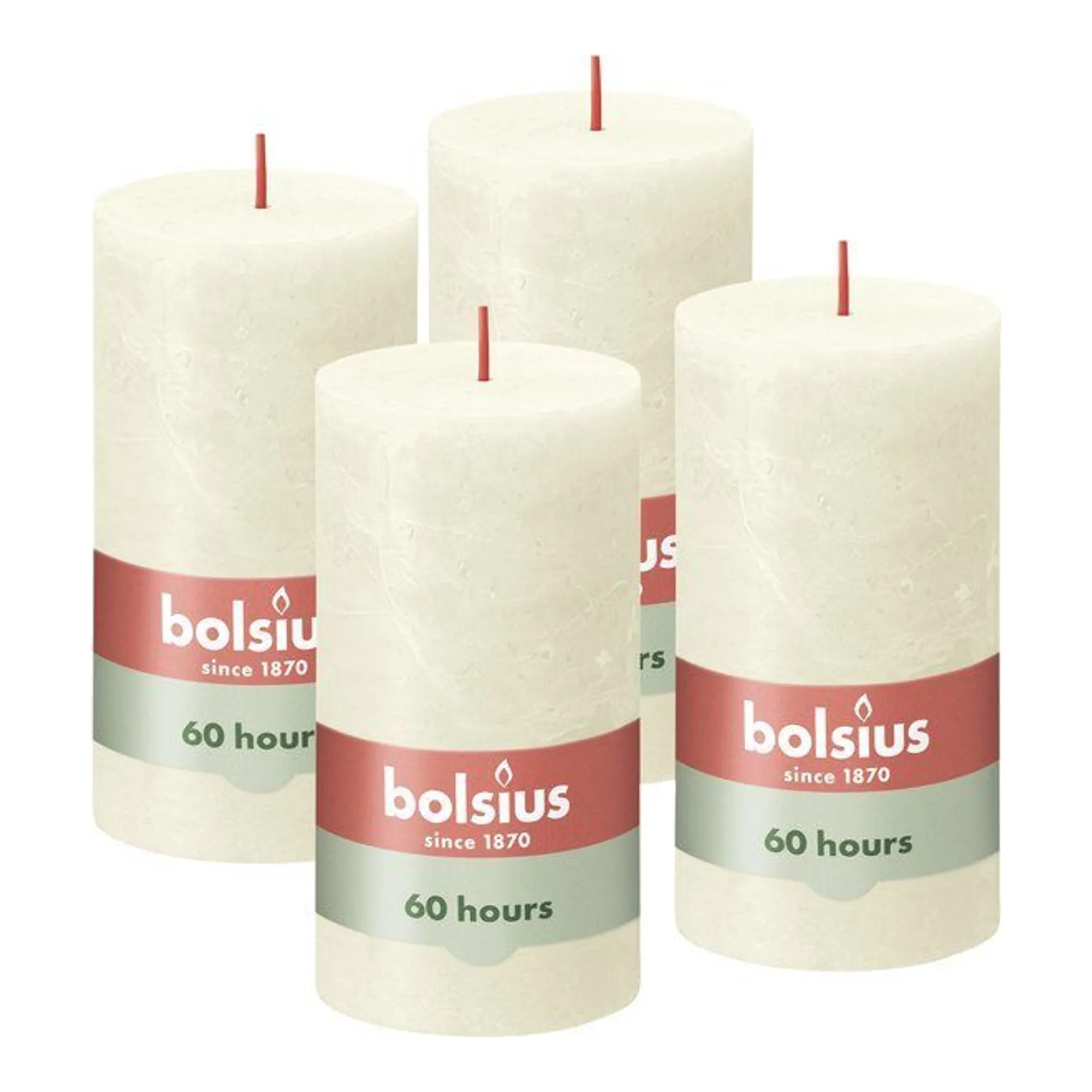 Bolsius Rustiek Stompkaars Soft Pearl Ø68x130 mm 60 uur (4 stuks)
