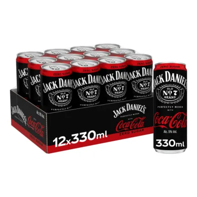 Jack Daniel's & Coca Cola Zero Sleek Blik (12x 33 cl)