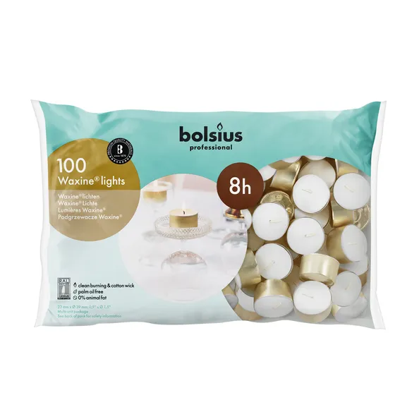Bolsius Professional Waxine Lichten Wit 8 Uur (100 stuks)