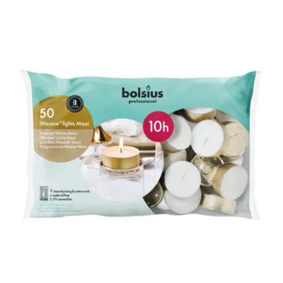 Bolsius Professional Maxi Waxine Lichten Wit 10 Branduren (50 stuks)