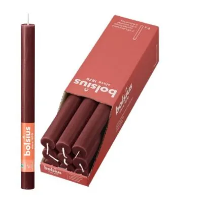 Bolsius Rustiek Tafelkaars Velvet Red Ø23×270 mm 13 uur (9 stuks)