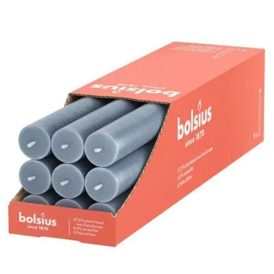 Bolsius Rustiek Tafelkaars Sky Blue Ø23×270 mm 13 uur (9 stuks)