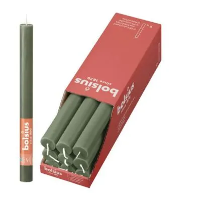 Bolsius Rustiek Tafelkaars Fresh Olive Ø23×270 mm 13 uur (9 stuks)