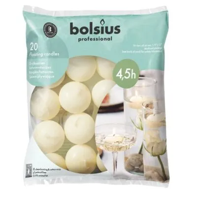 Bolsius Drijfkaarsen Ivoor Ø45×30 mm 4,5 uur (20 stuks)