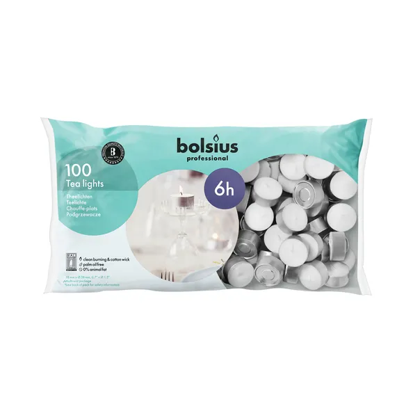 Bolsius Professional Theelichten Wit 6 Branduren (100 stuks)