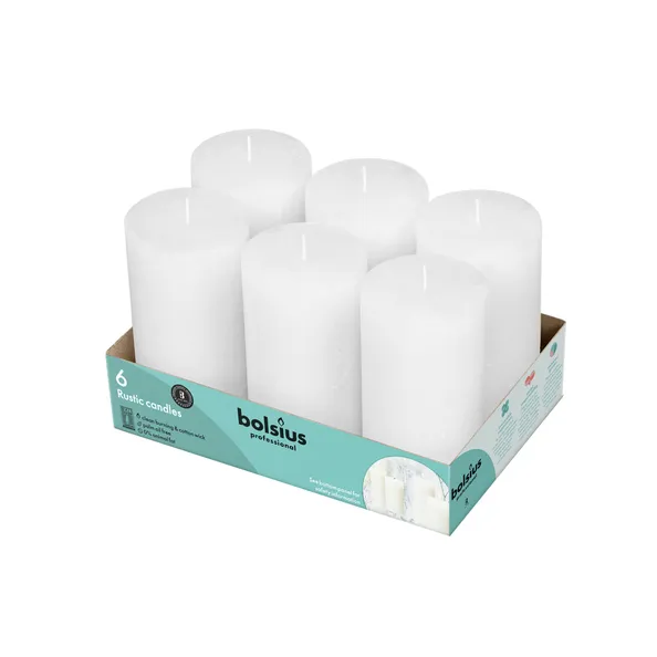 Bolsius Professional Stompkaars Rustiek 130/68 mm Wolkenwit 43 Branduren (6 stuks)