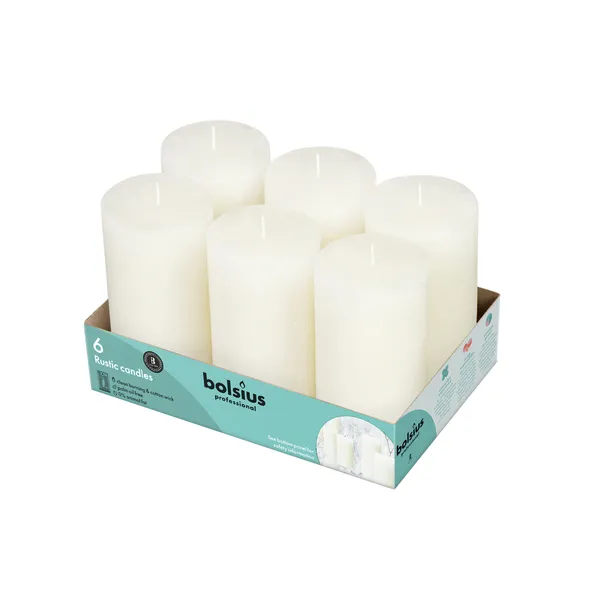 Bolsius Professional Stompkaars Rustiek 130/68 mm Zacht Paarl 43 Branduren (6 stuks)