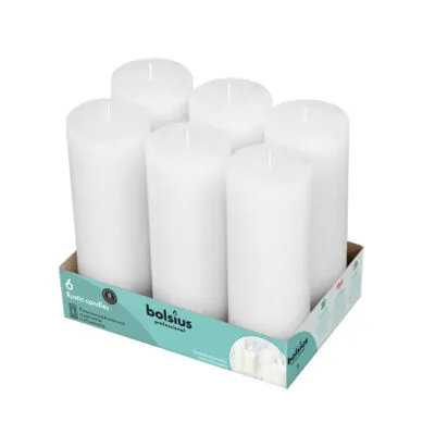 Bolsius Professional Stompkaars Rustiek 190/68 mm 65 Branduren Wolkenwit (6 stuks)