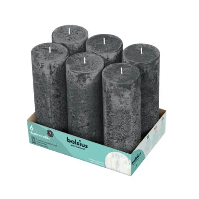 Bolsius Professional Stompkaars Rustiek 190/68 mm 65 Branduren Stormgrijs (6 stuks)