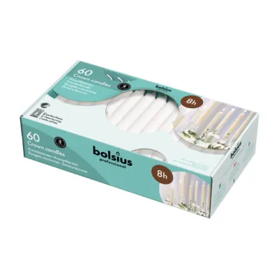 Bolsius Professional Kroonkaarsen Wit 200/24mm 8 Uur (60 stuks)