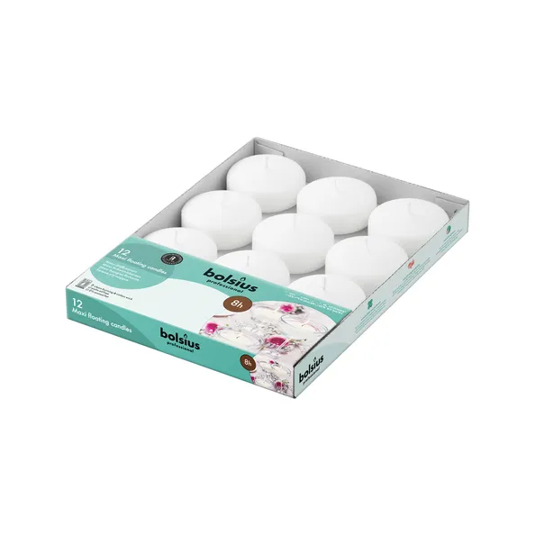 Bolsius professional maxi drijfkaarsen wit 8 branduren 12 stuks
