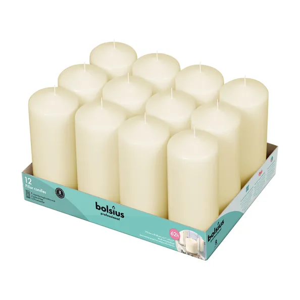 Bolsius Professional Stompkaarsen Ivoor 17/7 cm 62 Branduren (12 stuks)