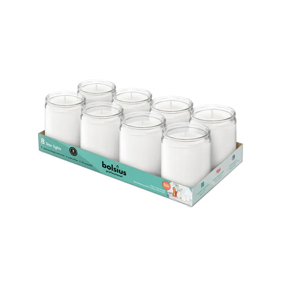 Bolsius Prof Star Light Glas Transparant (8 stuks)