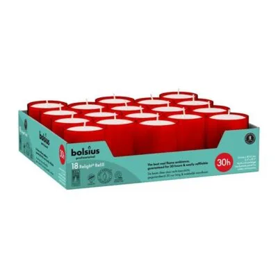 Bolsius Professional Relight Navullingen Rood Ø52×64 mm 30 uur (4x 18 stuks)