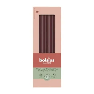 Bolsius Dinerkaars Rustiek Ø270/23 Fluweel Rood (8x 8 stuks)
