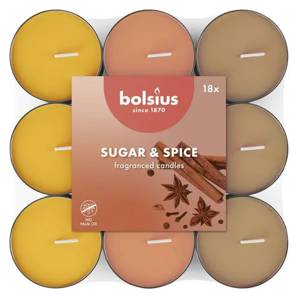 Bolsius Geurlichten Sugar & Spice (8x 18 stuks)