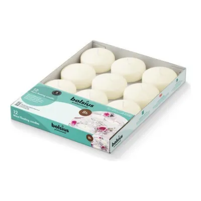 Bougies flottantes professionnelles Bolsius Maxi Ivoire 8 heures de combustion (12 pièces)