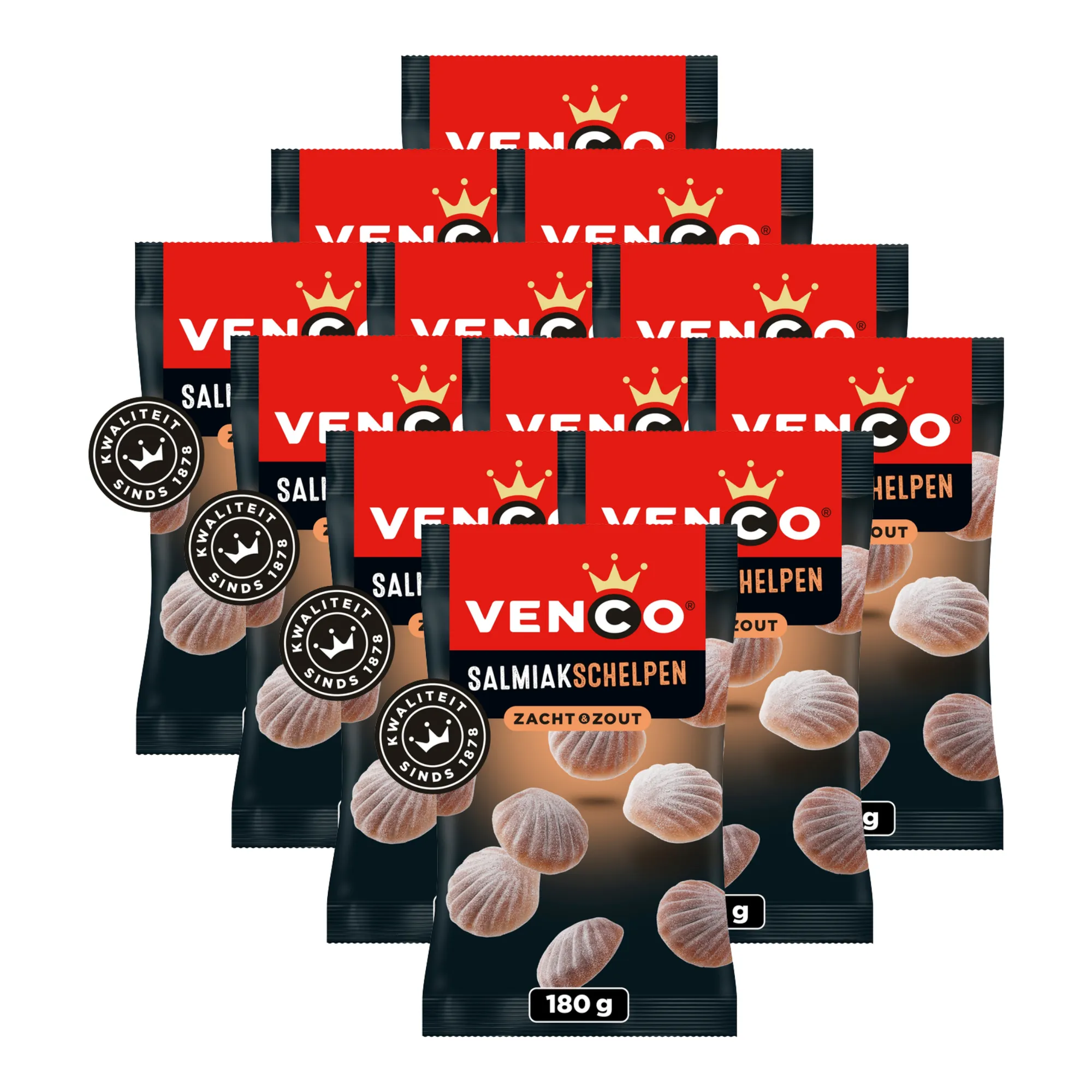 Venco Salmiakschelpen Zakje (12x 180 gr)