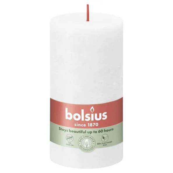 Bolsius rustiekkaars 190/68 cloudy white